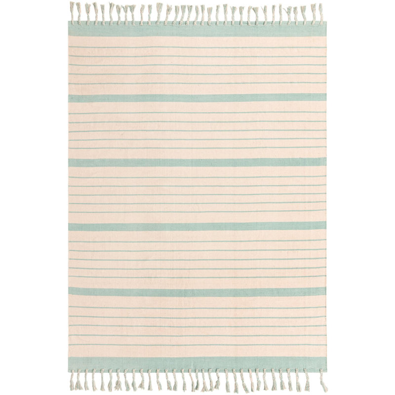 Yellville Cotton Striped Indoor Rug, Rectangle 6'1" x 9'