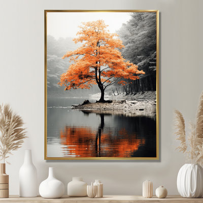 Orange And Grey Forest Autumn Elegance II - Forest Canvas Art