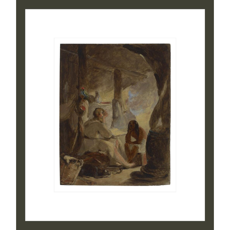 Robinson Crusoé et le vendredi dans la grotte par Thomas Sully, impression giclée sur cadre, H 15,98 po x l 13,75 po