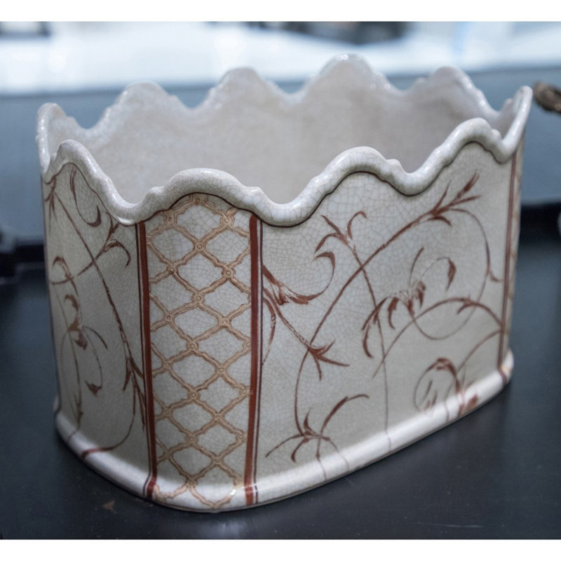 Pot de fleurs en porcelaine beige Martinsville