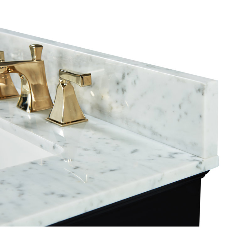 Meuble-lavabo double 72 po Audrey, Onyx noir | Or brossé