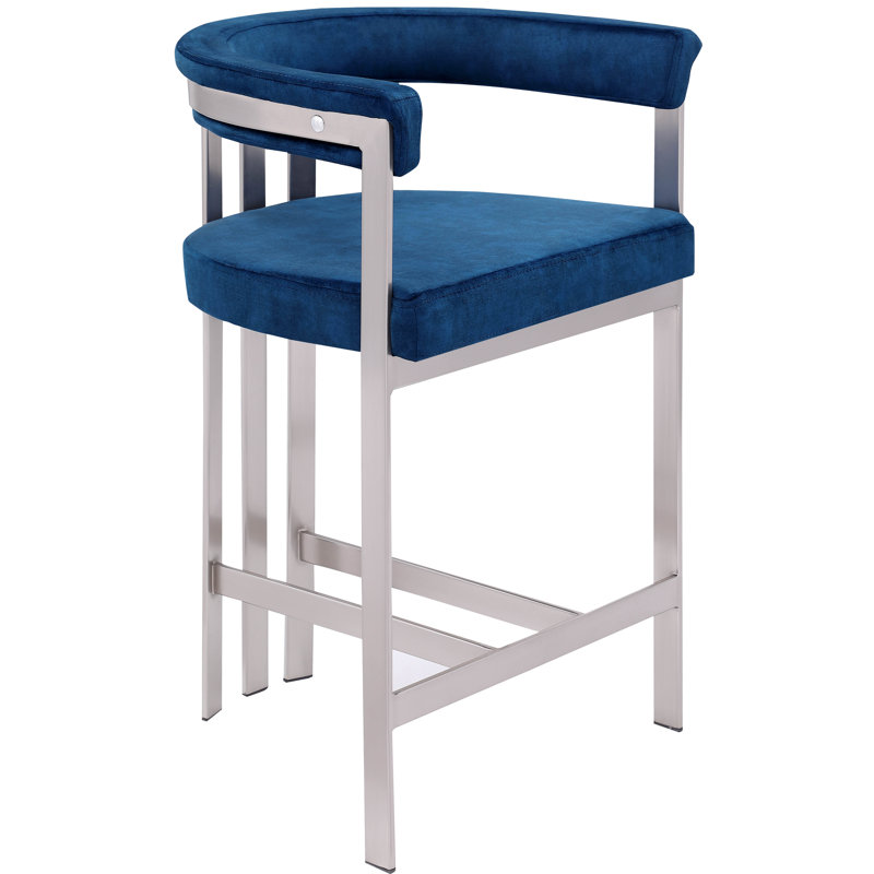 Tabouret de comptoir court 26 po Marcello, Velours marine