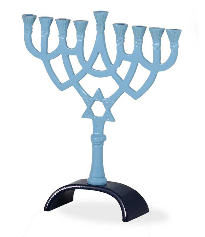 Menora classique en aluminium, Bleu