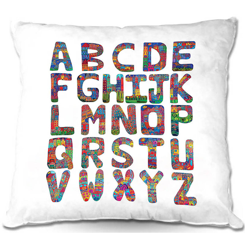 Housse et insert de coussin carré Couch ABC Alphabet, 18 po x 18 po