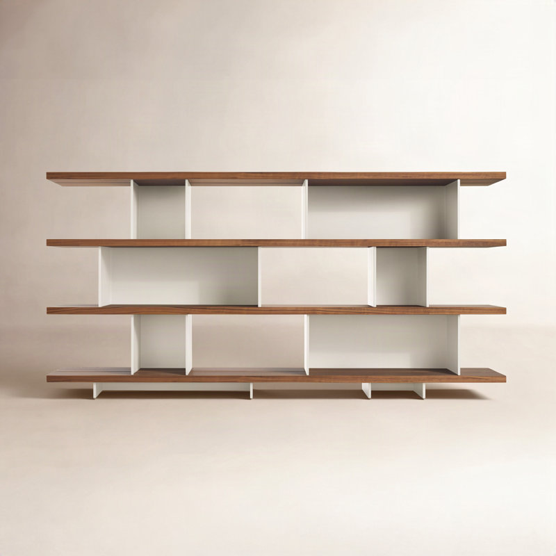 Happy Day Etagere, (4 Shelves) 41" H x 81" W x 14" D, Walnut/Putty
