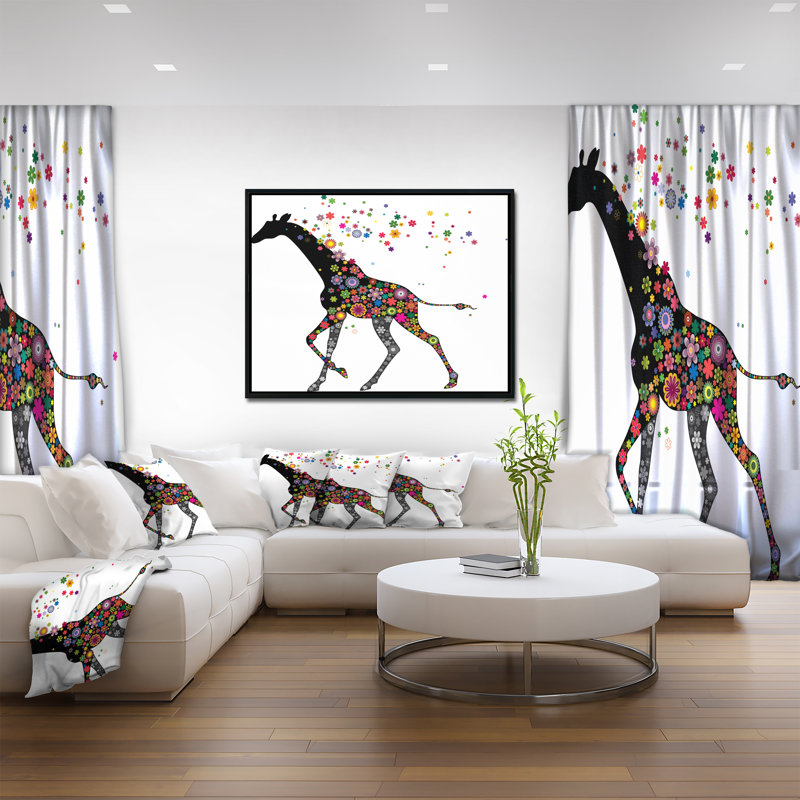 «Cheerful Giraffe Running», impression, H 20 po x l 20 po x P 1 po, Toile avec cadre flottant