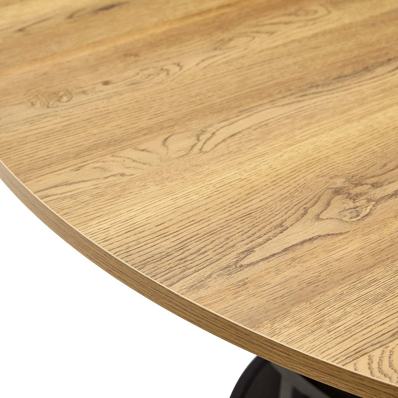 Modern Splicing Circular Dining Table with Double-Layer Storage and Fan-Shaped Design