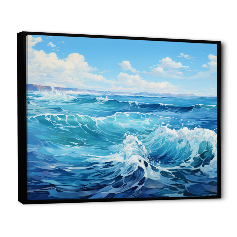 «Blue Infinity Of The Ocean I» sur toile, H 24 po x l 32 po x P 1 po, Cadre flottant noir