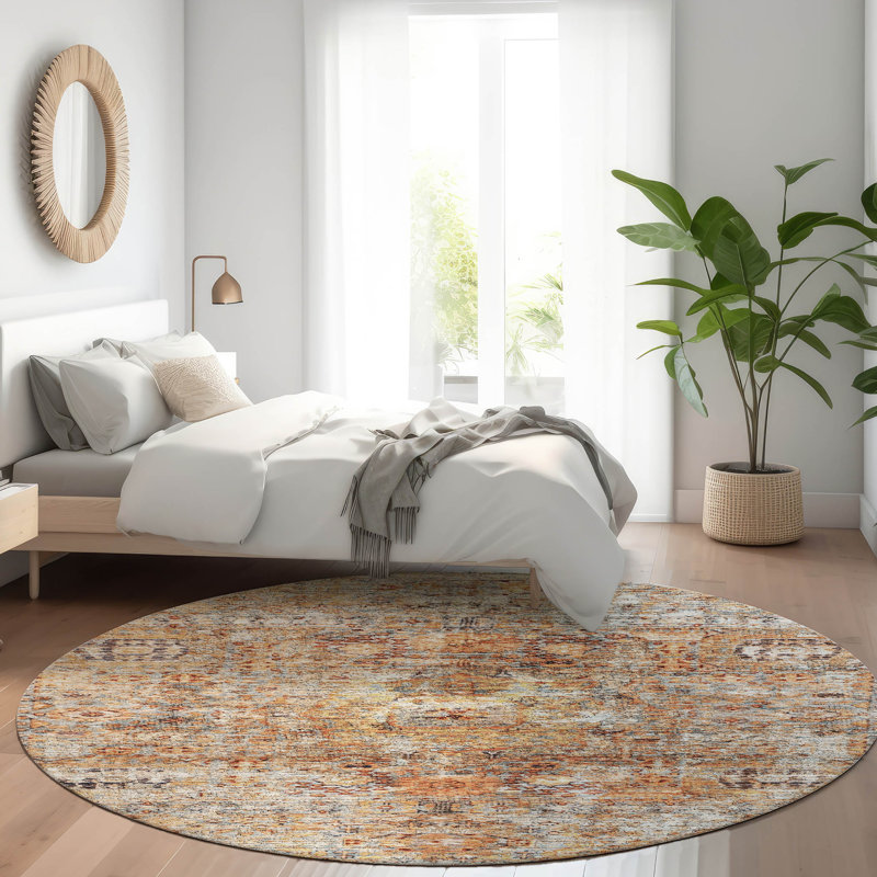 Tapis orange lavable intérieur / extérieur Martha , 8 pi x 8 pi