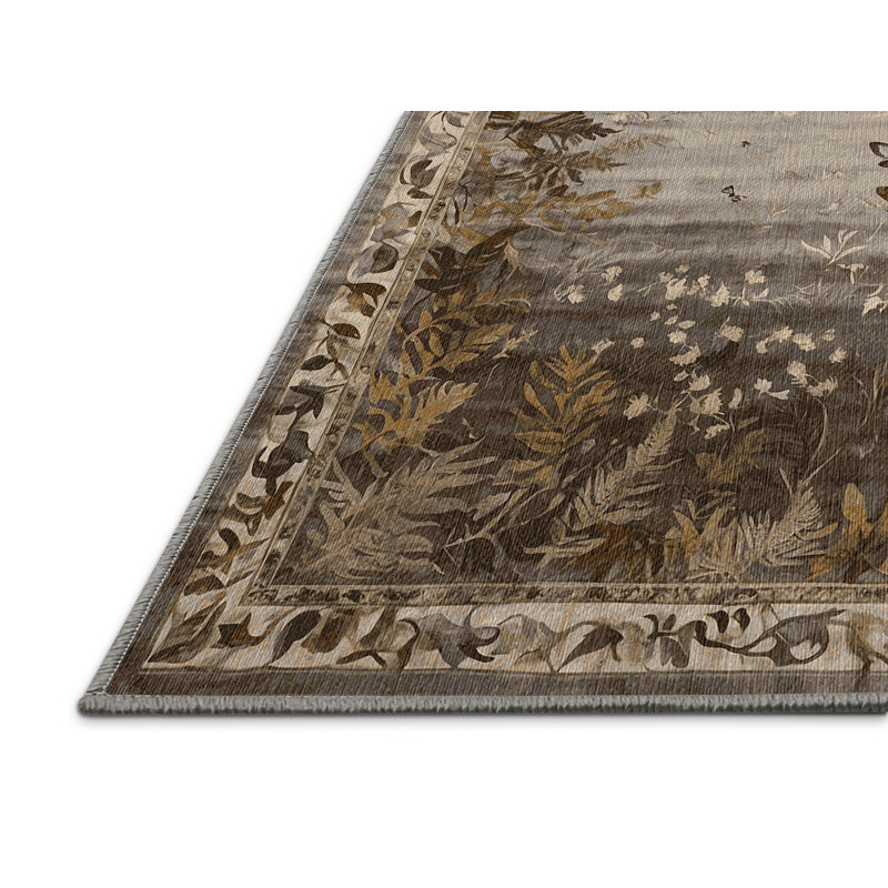 Machine Washable Gray Area Rug, Rectangle 7' x 10'