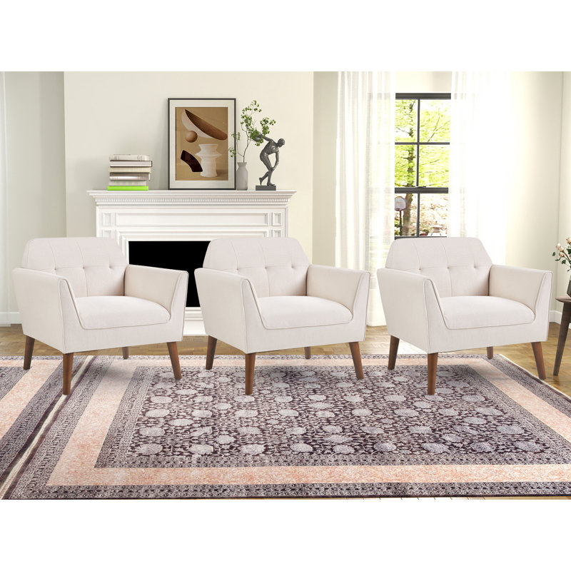 Hotaling 32.2" Wide Contemporary Upholstered Accent Chair With Solid Wood Frame, Beige