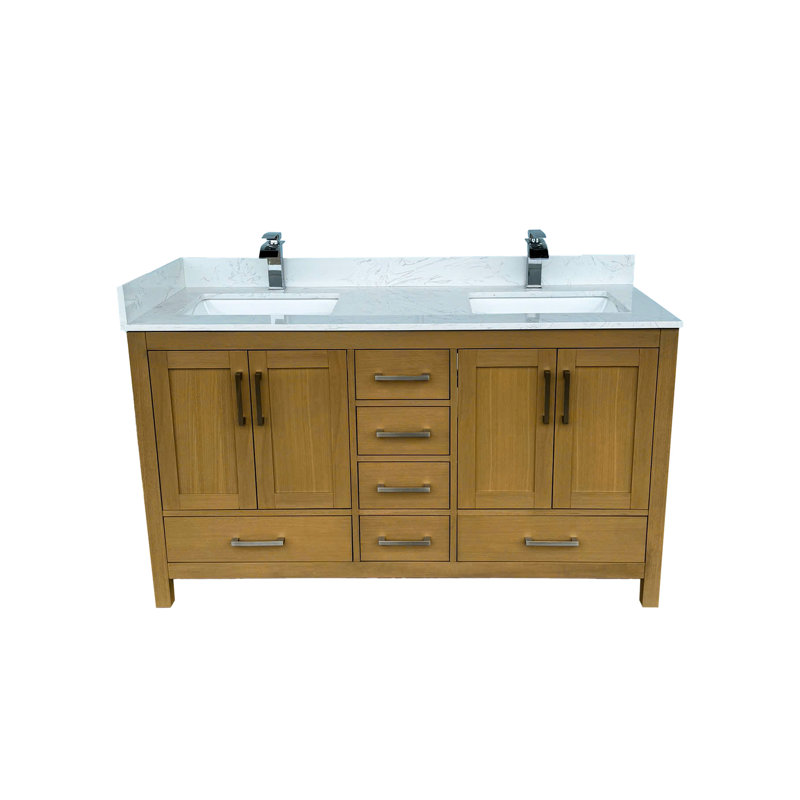 Meuble-lavabo 60 po avec lavabo double, 4 portes et 6 rangement Desert