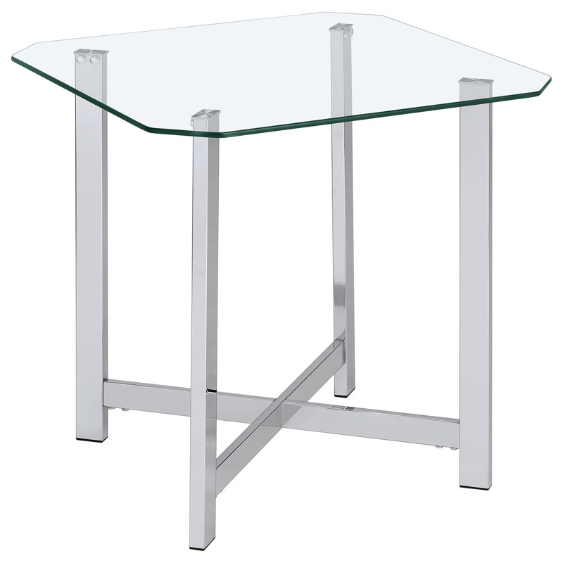 Table de bout en verre chromé