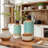 Questview Modern Ceramic Table Vase Set of 2, Blue Brown and White Decorative Glazed Vase
