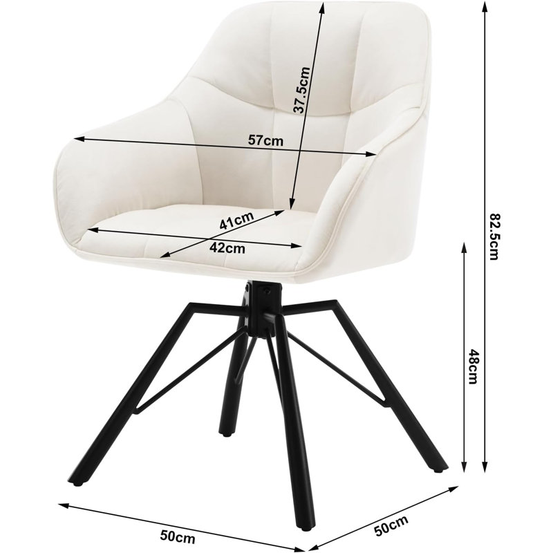 Malkin 48cm H Velvet Upholstered Armchair, Cream