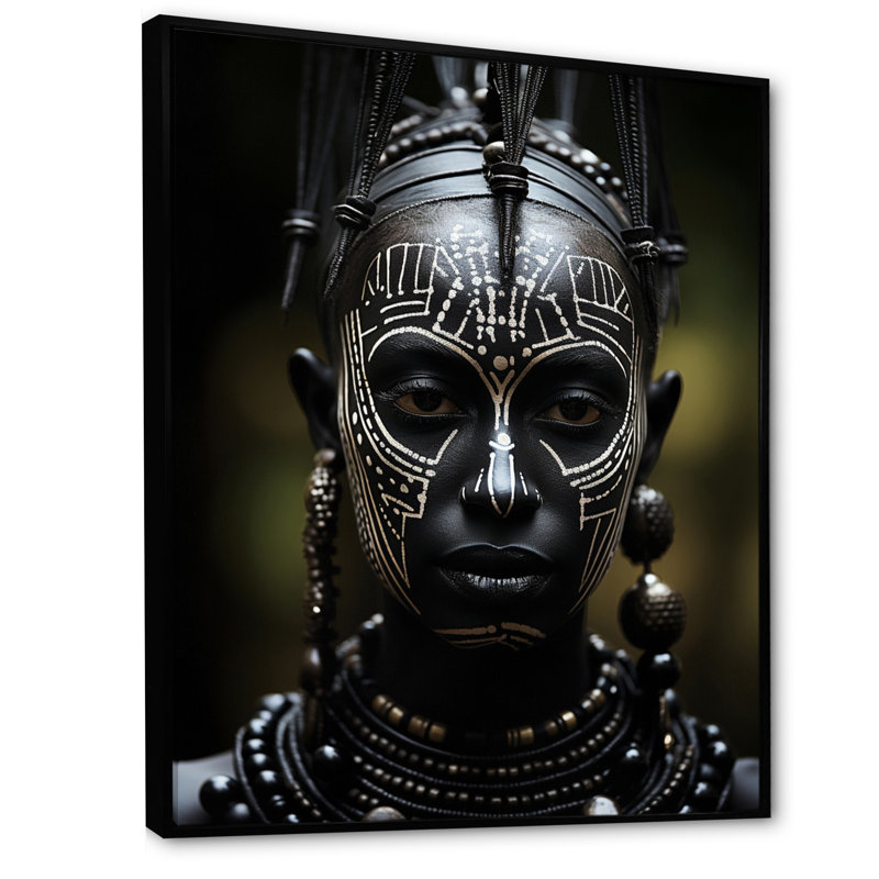 «Sebbie African Mask Tribu III», reproduction d'art sur toile, H 40 po x l 30 po x P 1,5 po, Cadre flottant noir