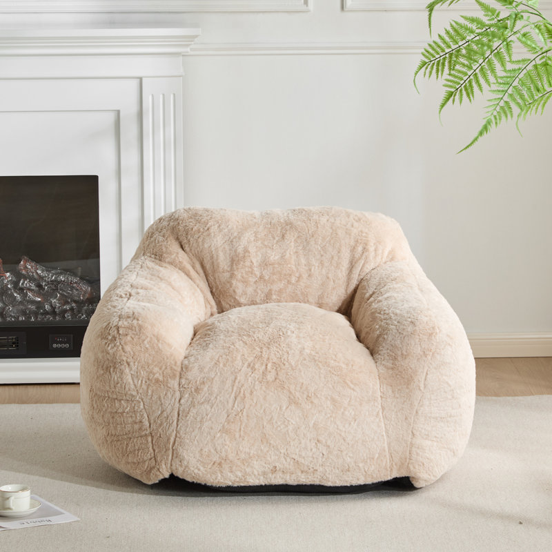Fauteuil à billes beige, incliné, défini, mousse déchiquetée adaptative, doux, idéal pour les séances de détente, design classique, doux, respirant, recyclé, ergonomique