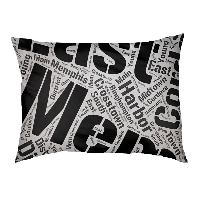 Coussin de chien « districts », Très grand (H 17 po x l 50 po x P 40 po), Noir, Memphis