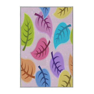 Tapis motif rose/vert/bleu Presque