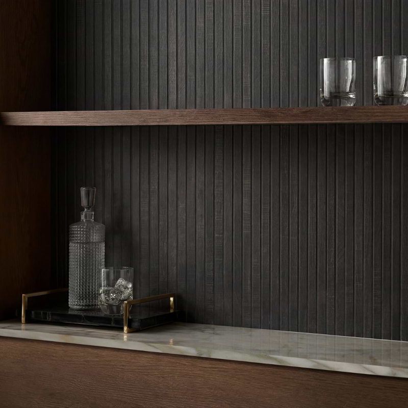 Kenridge 24x48 Fluted Matte Wood Look Porcelain Tile, Black