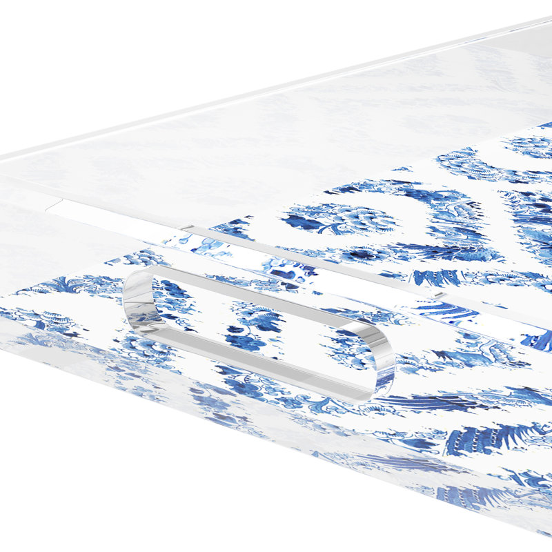 Royal Delft Ikat Acrylic Square Decorative Tray, 12.5"W x 7.75"D x 2"H