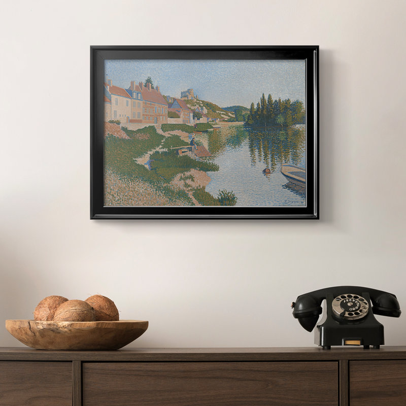 Les Andelys, Château Gaillard - Paul Signac - Toile tendue avec châssis, 1886, 18,5 x 24,5, Toile avec cadre, Noir