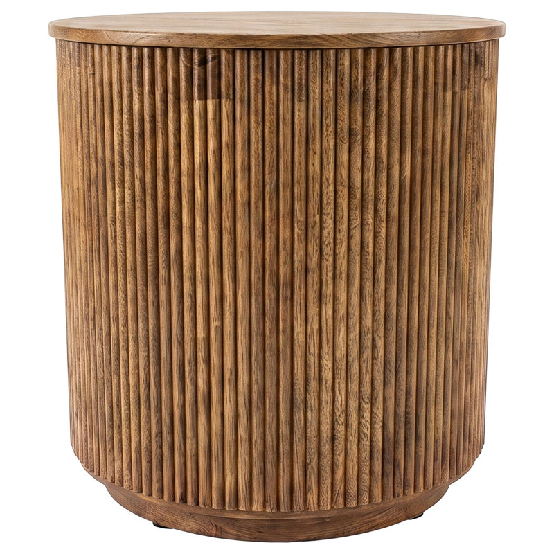 Table d'appoint ronde Coffey en bois de manguier brun clair