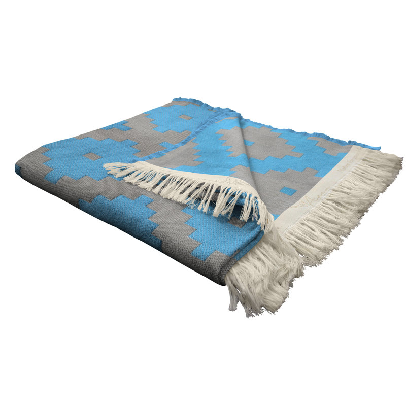 Esteban Throw Blanket, Light Blue/Grey
