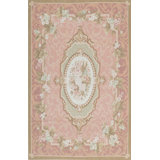 Hand-Knotted High-Quality Ivory and Rose Area Rug
