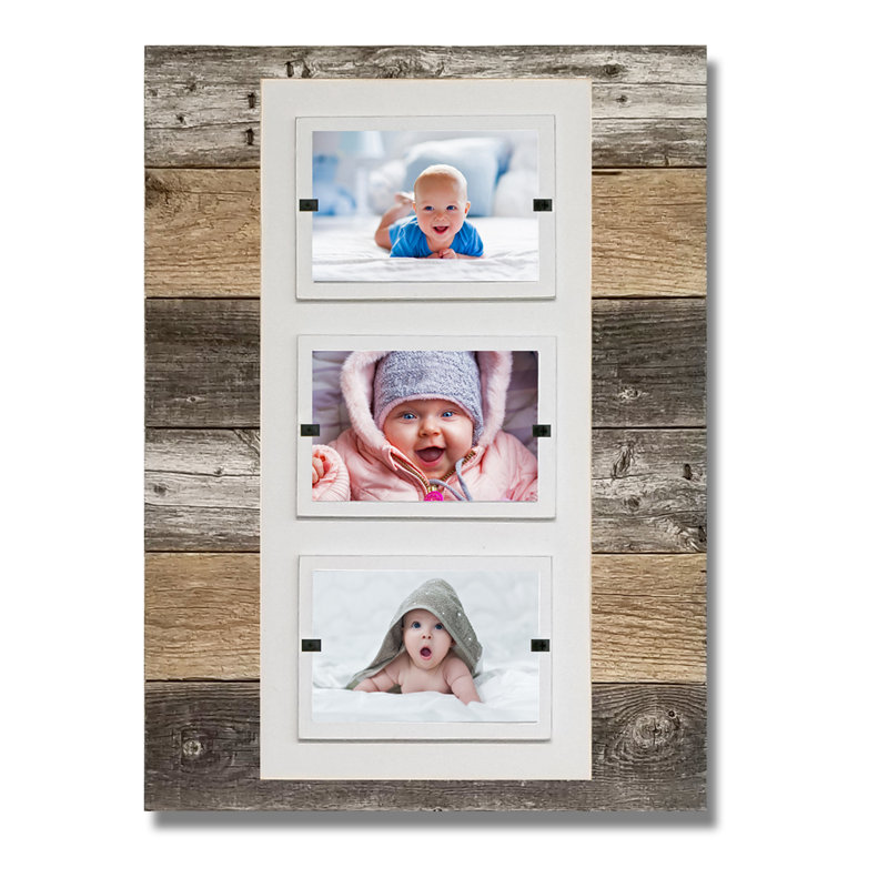 Cadre photo en bois recyclé triple Linke