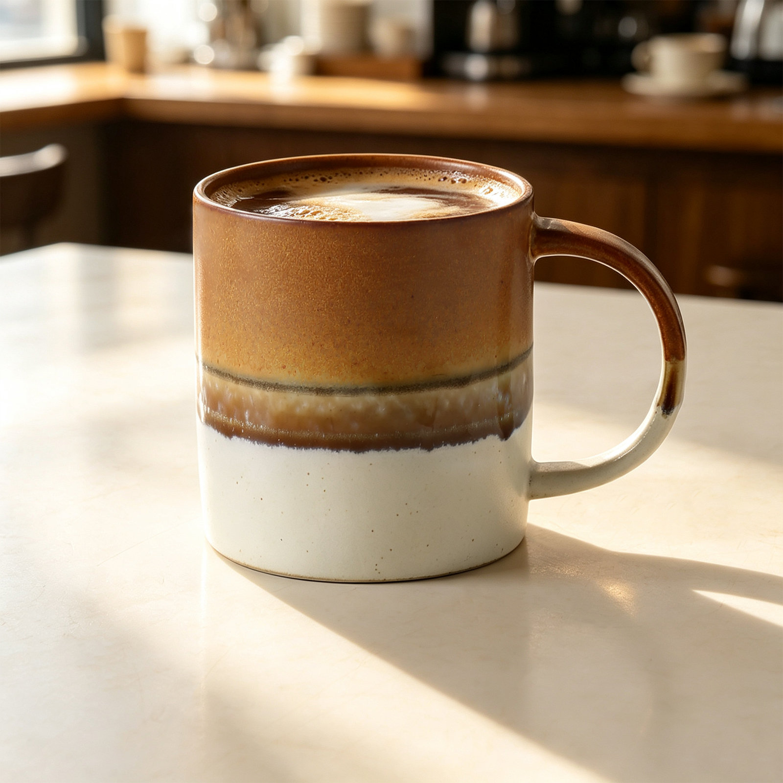  Stoneware Coffee Mugs, Brown