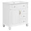 Armoire de meuble-lavabo autoportante de 30 pouces avec tiroir escamotable, 3 tiroirs et armoire de rangement, bois massif et panneau de fibres à densité moyenne, comptoir en céramique-133409468