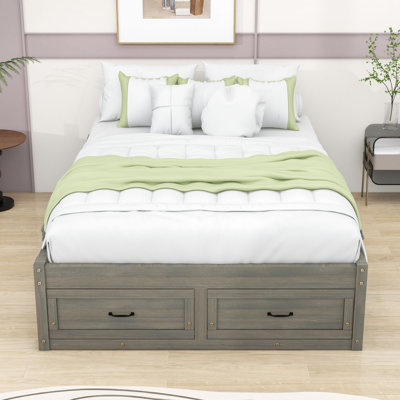 Wood Platform Bed with 6 Storage Drawers