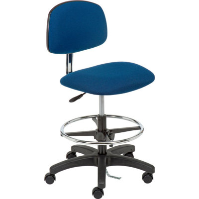 Backed Adjustable Height Ergonomic Lab Stool with Footring Wheels