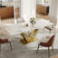 Table de salle à manger rectangulaire de 71 po pour 6 personnes, table de cuisine de luxe avec plateau en pierre frittée brillante Randahl-1270493550-1240136941-1237177219