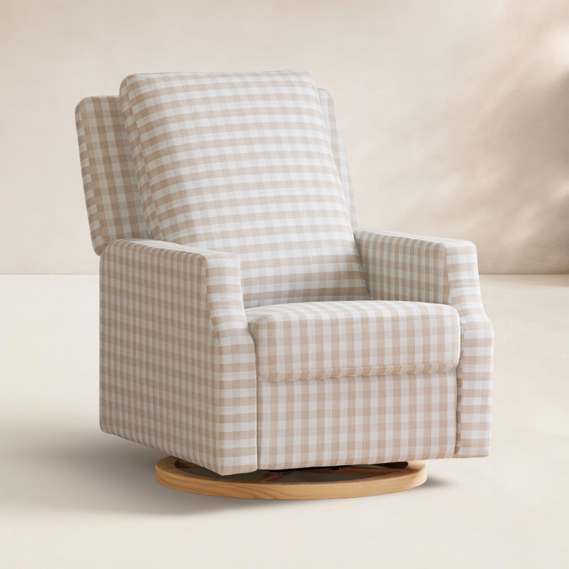 Crewe Electronic Recliner and Swivel Glider in Eco-Performance Fabric, Tan/White
