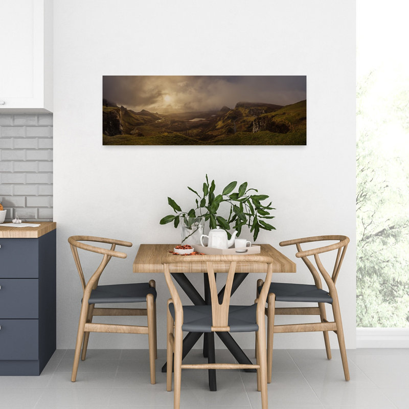 Sunlit Mountain Valley Dramatic Serene Tranquil Landscape Mountain, art mural, H 36 po x l 12 po