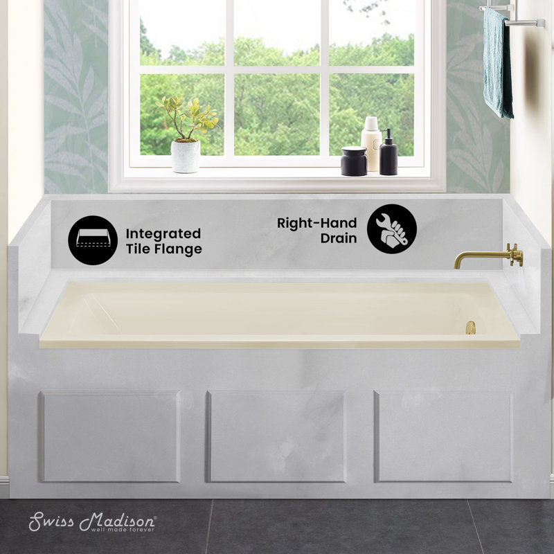 Baignoire en alcôve 60 "x 30" Voltaire, Beige / Blanc, Droite