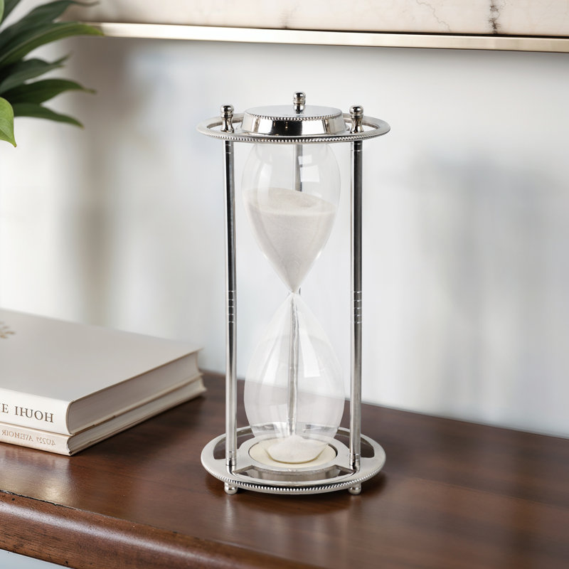 11" Verlice Metal Hourglass, Silver