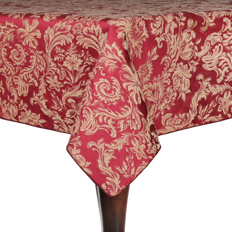 Miranda Solid Color Tablecloth, Bordeaux, 52" x 48", 1