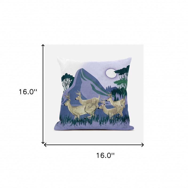 Coussin 16x16, Brun / bleu / vert