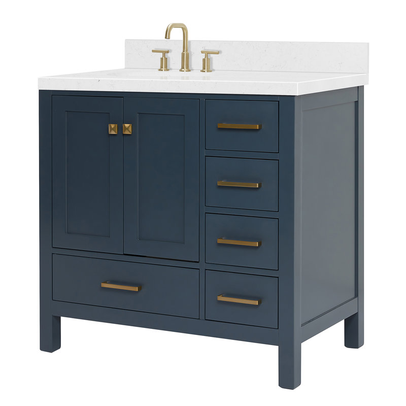  Meuble-lavabo simple 36 po avec comptoir en quartz 36 po, Bleu minuit
