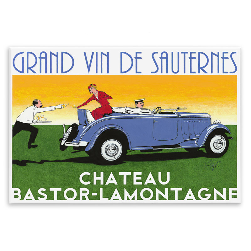 Art antique de voiture antique avec vin, design par Jean-Pierre Got, H 10 po x l 15 po