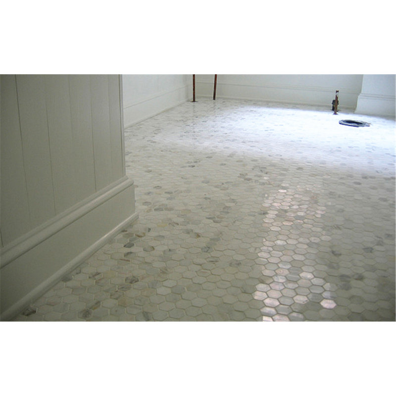 Calacatta 12" x 10" Marble Mosaic Tile, White/Gray