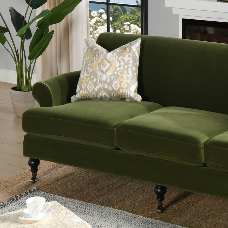 Harbor 88" Upholstered Sofa, Olive Green Velvet