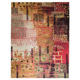 Hillside Avenue Wool Abstract Area Rug in Red/Beige/Brown