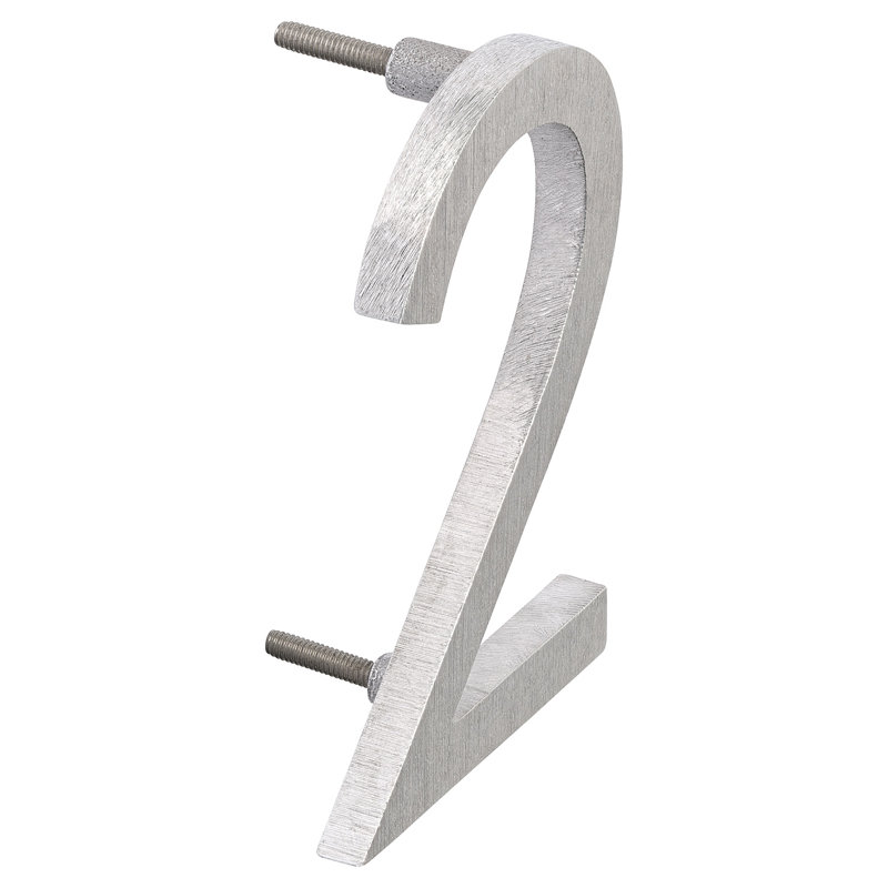 l 4 pi 5 po x Numéro de maison à fixation flottante, Aluminium poli, 2