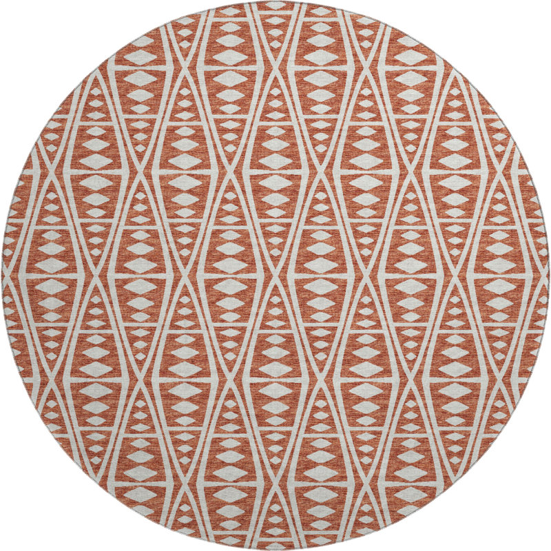 Premium Machine Washable Mayfield AMF112 Geometric Rug, Canyon, 8' Round