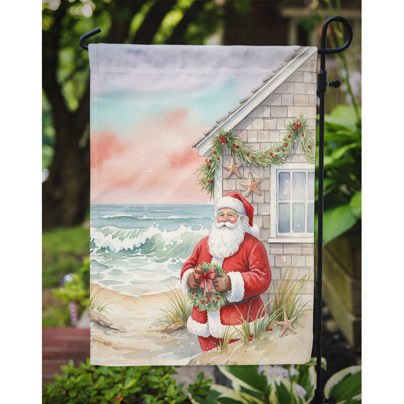 Père Noël au bord de la mer, drapeau du jardin de Noël, Taille du jardin, Père Noël au bord de la mer Cottage
