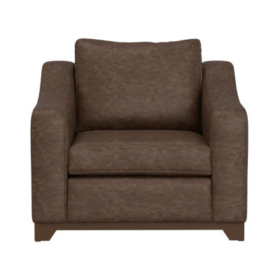 Umey Accent Sofa Armchair, 1 Throw Pillow, Faux Leather